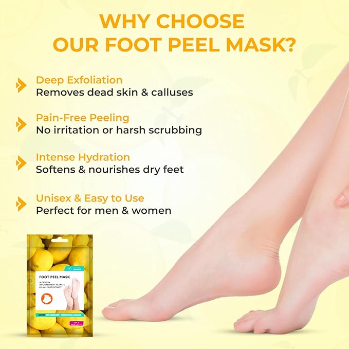Happy Feet Foot Peel Mask, Original Exfoliate Foot Mask, Callus Remover for Rough Cracked Dry Feet Dead Skin, Lemon 03 Packs