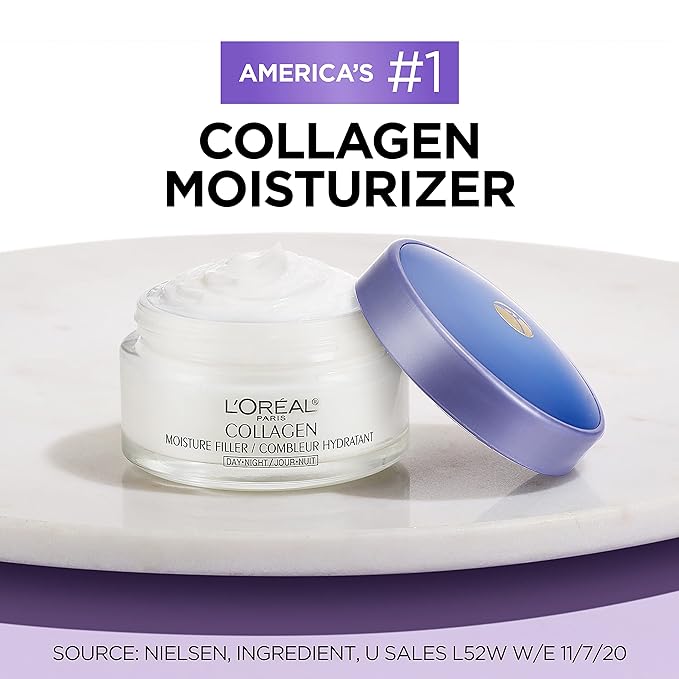 L'Oreal Paris Collagen Face Moisturizer Day and Night Cream, 1.7 oz + Dermo-Expertise Eye Defense Eye Cream, 0.5 oz