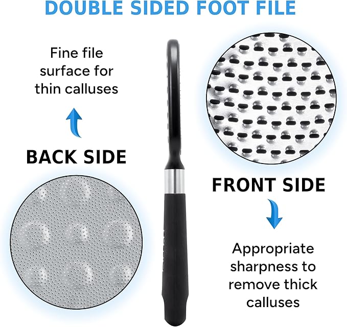Rikans Foot File Foot Rasp Callus Remover Dead Skin Remover Double Sided Foot Scrubber Foot Care Pedicure Tool to Remove Hard Skin Can Be Used Wet or Dry Skin High Grade Stainless Steel File