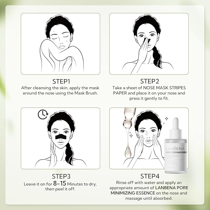 LANBENA Blackhead Remover Nose Pore Strips for Face, 2.0 Upgraded Deep Cleansing Peel off Mask Nose Strips Skincare for All Skin (1.06 Oz/30g) - 60pcs Strips (White+Black)