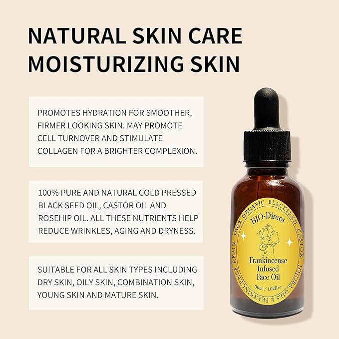 Frankincense Resin Oil For Face,Frankincense Resin Infused Organic Black Seed & Jojoba Oils,Natural skin Care moisturizing, Facial Anti-Aging Moisturizing skin Serum (1)