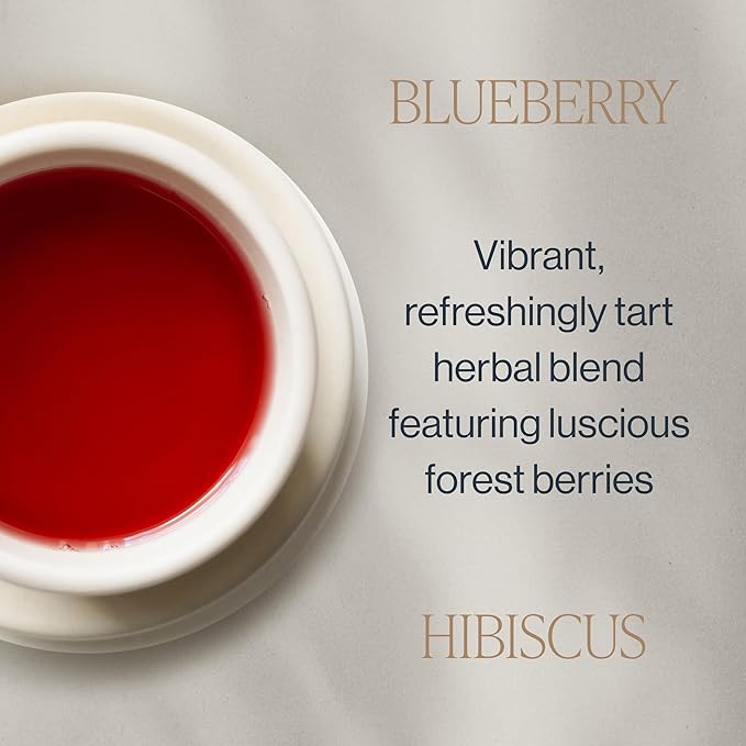 Rishi Tea Blueberry Hibiscus Herbal Tea - Organic, Caffeine Free Sachet Bags, Sweet & Tangy with Antioxidants, Enjoy Hot or Iced - 50 Count