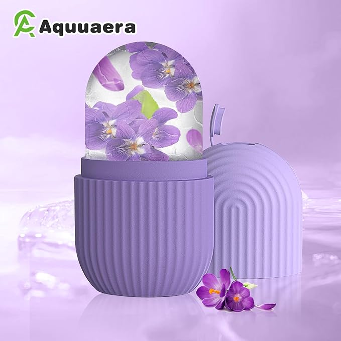 Ice Roller for Face and Eye,Ice Cube Roller Massager for Skin Women Care Tools, Naturally Conditioning De-Puff Eye Bags, Reduce Migraine Pain, Reusable Massage Silicone Ice Mold (Purple)