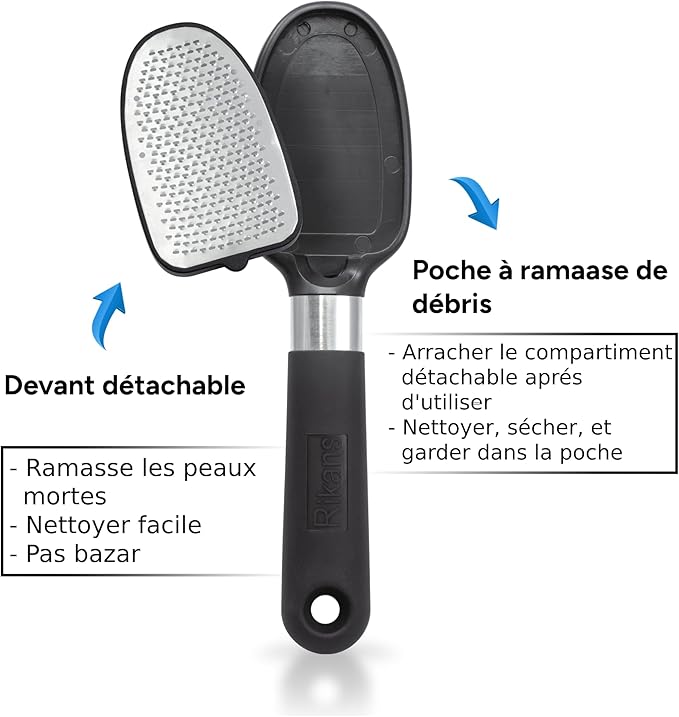 Rikans Foot File Foot Rasp Callus Remover Dead Skin Remover Double Sided Foot Scrubber Foot Care Pedicure Tool to Remove Hard Skin Can Be Used Wet or Dry Skin High Grade Stainless Steel File