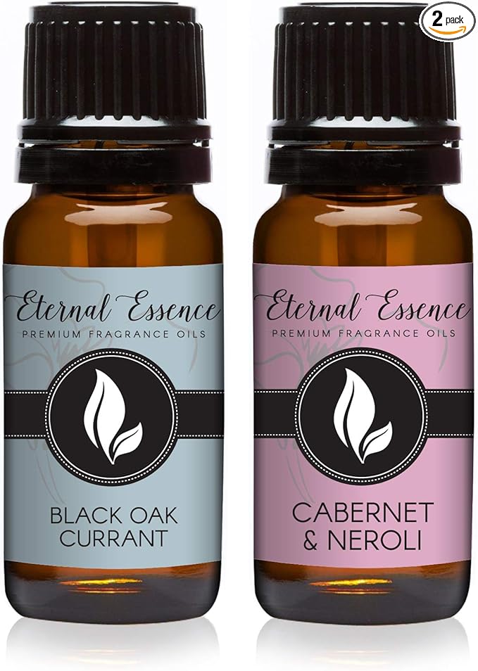 Eternal Essence Oils 2 Pack 10ml Premium Fragrance Oil - Black Oak Currant & Cabernet & Neroli - for Candle, Soap Making, Aromatherapy, Diffusers, Home Care, & Humidifiers