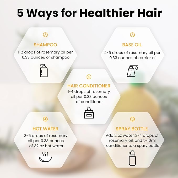 HIQILI Rosemary Oil for Hair Growth, Alleviate Hair Loss, Reduce Dandruff and Relieve Greasiness of The Scalp, Includes Travel Bottle - 3.38 Fl Oz/100 ML