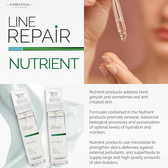 Christina Line Repair Bio Satin Vitamin C Serum for Face | Deeply Nourished Radiant Skin | Vitamin-Rich Protection | Retinol Revitalization Face Serum | For Sensitive, Normal, and Dry Skin 30ml