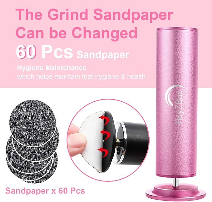 Electric Foot File - Callus Remover for Feet,Adjustable Speed Foot Scrubber with 60 Pcs Sandpaper Discs,Professional Pedicure Tool for Dead Skin and Calluses - Matte Purple