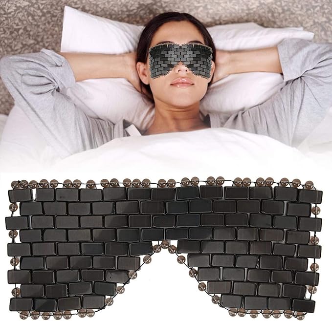 Jade Stone Eye Mask, Cooling Eye Mask Sleep Masks Eye Treatment for Puffy Eyes Dark Circles Jade Mask for Sleeping Masks Soothe Eye Fatigue(Obsidian)
