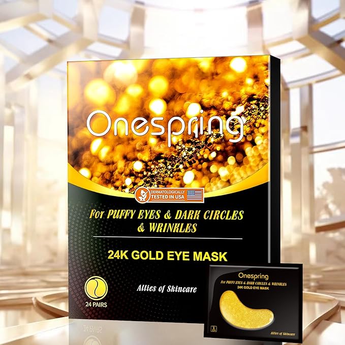 Under Eye Patches (24 Pairs) - Gifts for Women - Golden Under Eye Mask for Dark Circles, Puffiness & Wrinkles, Eye Gels Pads for Refreshing, Revitalizing - Bridesmaid Gifts