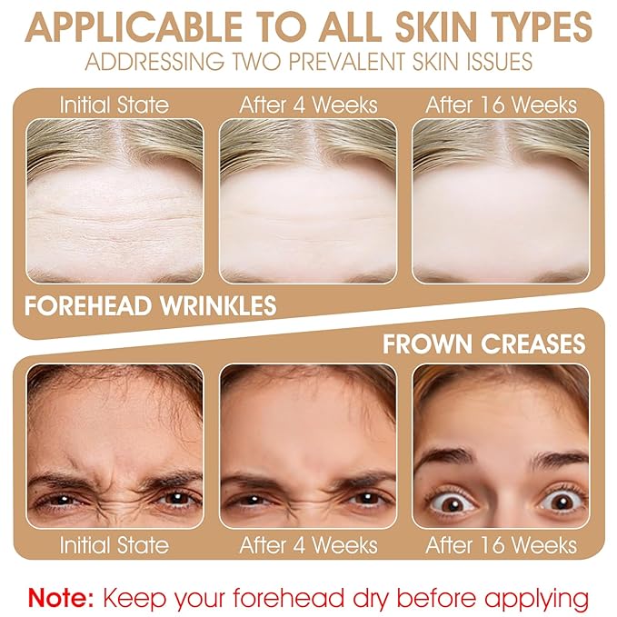 10pcs Forehead Wrinkle Patches, Anti Wrinkle Facial Patches for Forehead Fine Lines, Precut Face Patches Overnight to Smoothing Forehead Wrinkles, 11 Lines, Frown Lines & Wrinkles Treatment