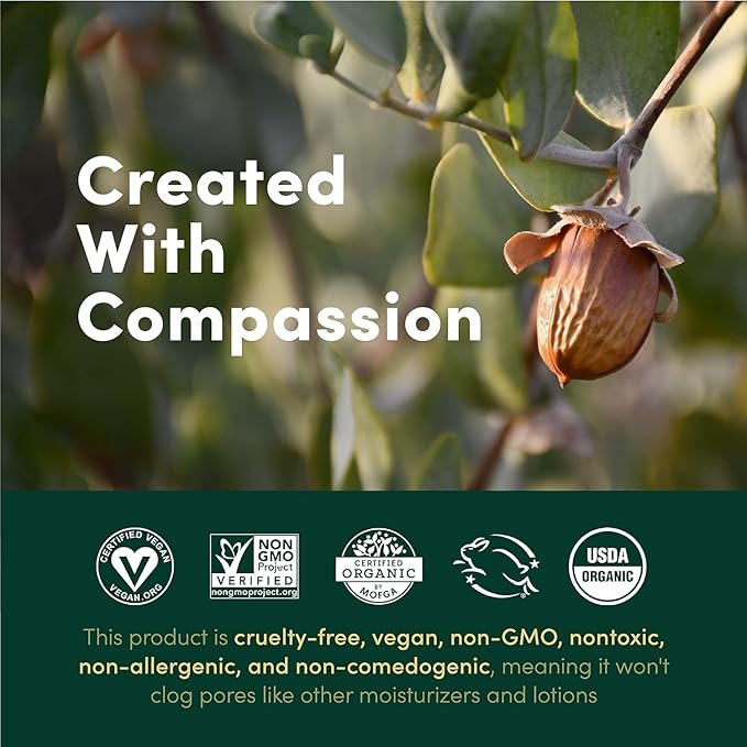 HobaCare 100% Pure, Unrefined Organic Jojoba Oil for Skin & Nails - Moisturizing Body Oil & Face Moisturizer for Dry Skin - Natural Treatment for Hair & Beard Care (32 fl oz)