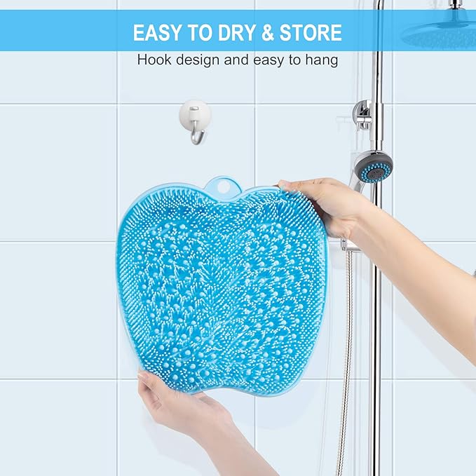 BESKAR Larger Foot Scrubber Mat with Non-Slip Suction Cups- Cleans, Smooths, Exfoliates & Massages Without Bending, Circulation & Soothes Tired Feet, Great for Shower or Bathtub