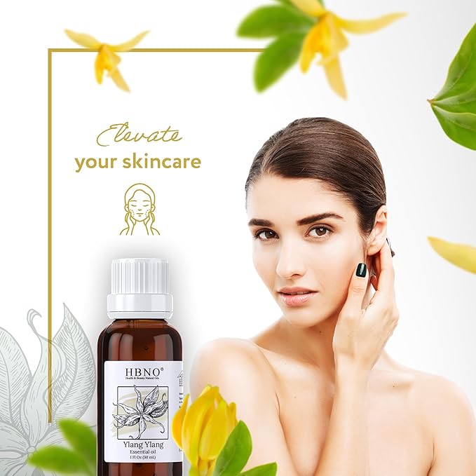 HBNO Ylang Ylang Essential Oil - 1 OZ (30 ml) Travel Size - Perfect for Aromatherapy, DIY, Candle Making, Soap Making, Diffusers