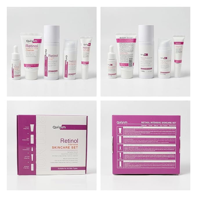 Retinol Skin Care Set, 5 In 1 Skincare Gift with Retinol Serum, Moisturizer, Eye Cream, Cleanser, Toner, Anti Aging Skincare Kit for Women, Mother Day Gifts