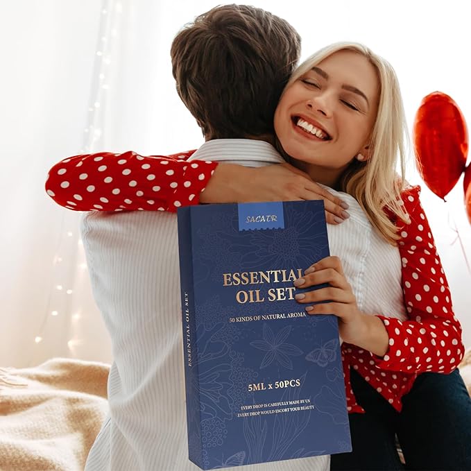 50 Pcs Essential Oils by SACATR Natural Essential Oil Set -Essential Oils Gift Set for Diffuser, Home Care, DIY Candle and Soap Making(50 * 5ML)