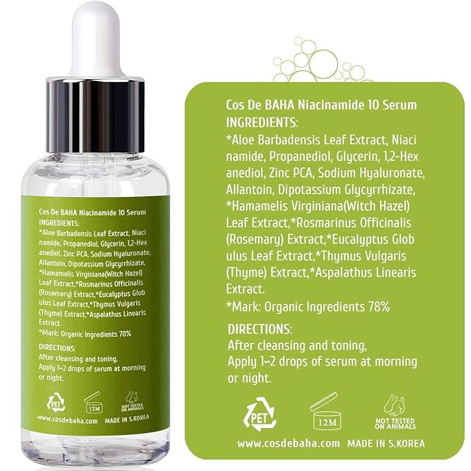 Niacinamide 10% + Zinc PCA 1% Serum for Face - Pore Reducer + Uneven Skin Tone Treatment + Diminishes Acne Prone, Skin Balancing Pore Reducing, Restores Elasticity, 2 Fl Oz (60ml)