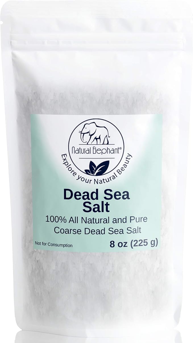 Natural Elephant Dead Sea Bath Salt Travel and Trial Sizes |100% Natural and Pure| Fine and Coarse Grain | Ideal for Baths and Soaks (8 oz Travel Size, Coarse Grain)