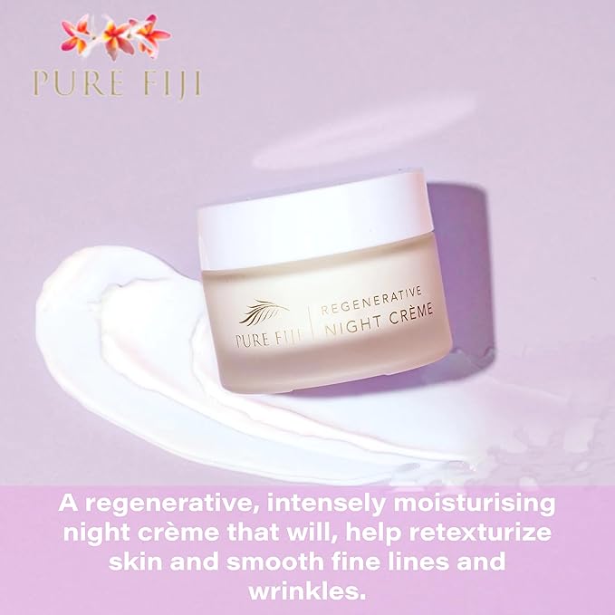 PURE FIJI Regenerative Night Cream Anti Aging Moisturizer, Repair & Hydrate Recovery Cream Night Moisturizer For Face, Natural Formula for All Skin Types, (1.7oz/50ml)