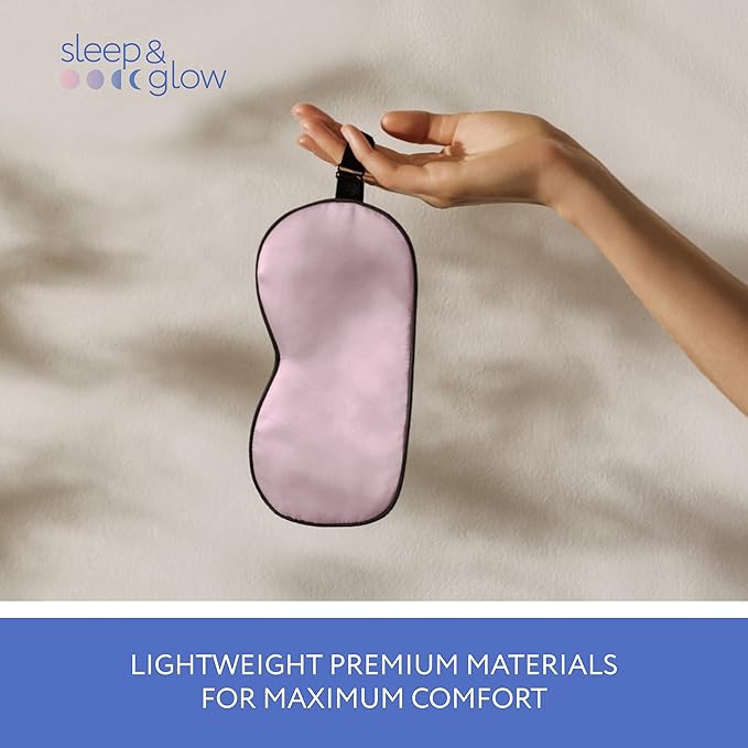 SLEEP & GLOW Silk Sleep Eye Mask Luxury Mulberry 22 Momme 100% Natural Triple Silk Blindfold with Adjustable Strap for Comfortable Sleeping & Face Skin Care (Pink)