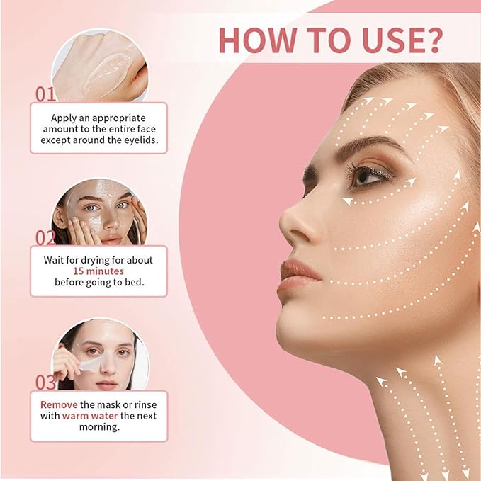 Collagen Night Wrapping Mask,Sleeping Overnight Peel off Facial Mask,Elasticity & Hydration,Hydrates and Tightens Skin,Korean Skincare for Face Glass Skin 2.65oz