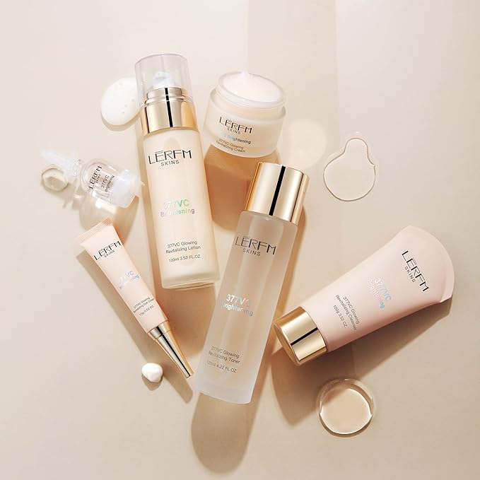 Skin Care Set 9 in 1 Facial Cleanser, Toner, Serum, Face Lotion, Cream & Eye Cream โ Hydrating, Anti-Aging &Brightening Daily Routine for Glowing Skin