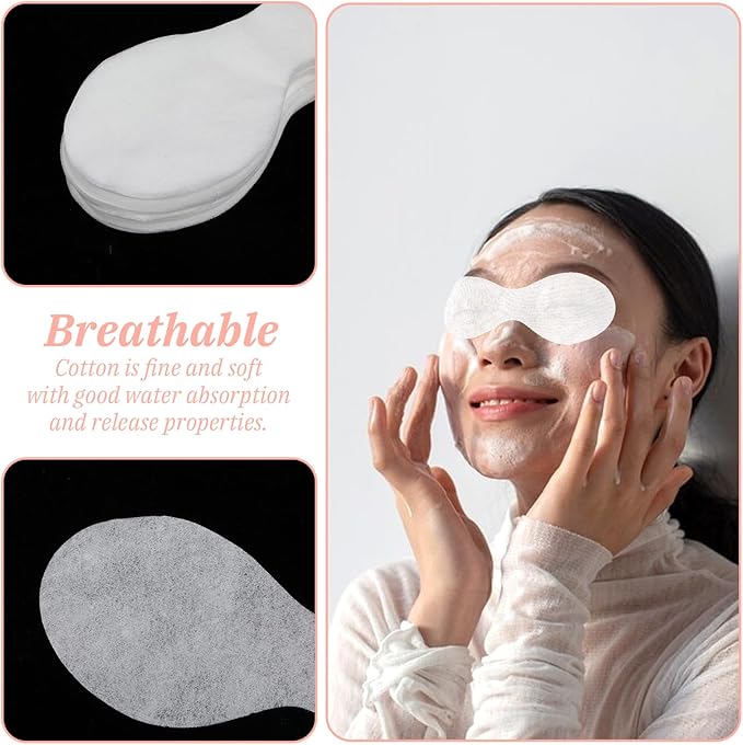100 Sheets Disposable Non Woven Eye Care, Cotton Eye Mask Paper Paper Facial Eyes Pads Spa DIY Clear Eyes Mask Papers Beauty Sheets for Makeup Skincare Spa Wrap Moisture Retention