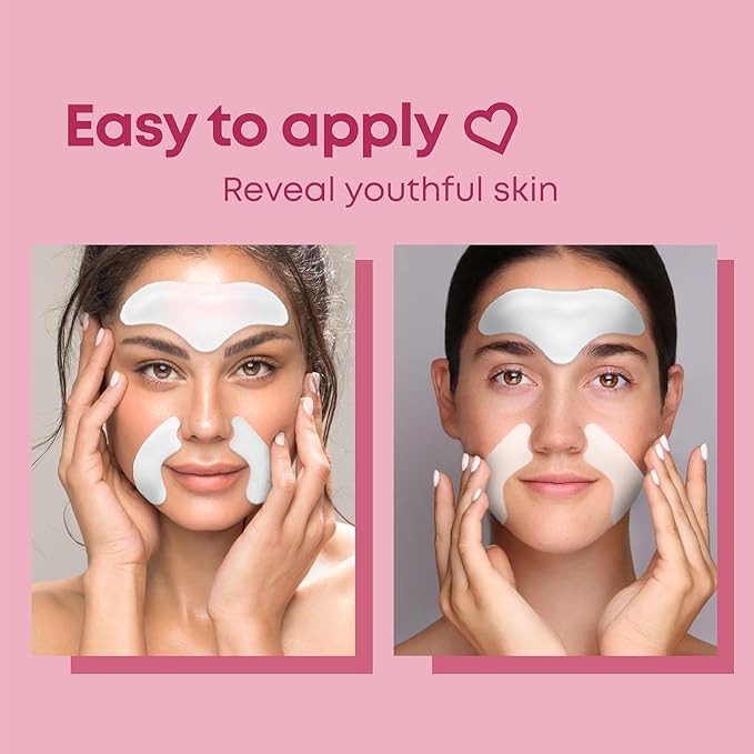 Forehead Wrinkle Patches and Smile Line Patches Set | Hyaluronic Acid Aloe Collagen Vitamin E | Overnight Treatment for Fine Lines Nasolabial Folds and Facial Wrinkles | Non-Invasive Skin-Friendly