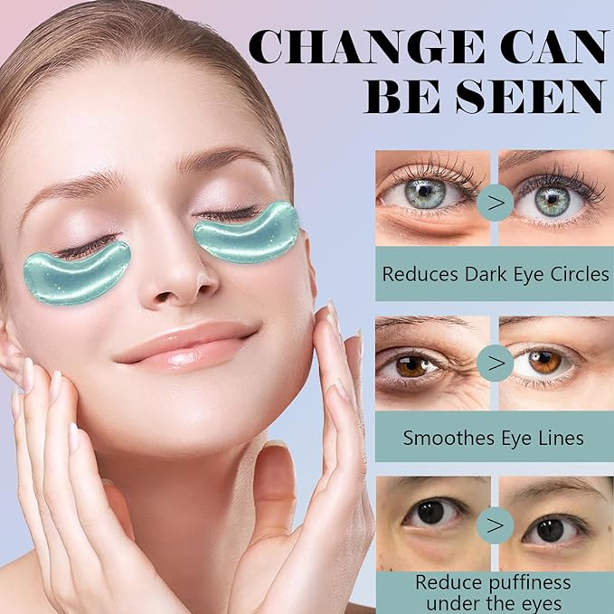 Miniling 28 Pairs Eye Masks, Reduce Wrinkles Under Eye Patches for Puffy Eyes, Dark Circles, Eye Bags, Natural Collagen Eye Gels Pads Face Moisturizer for Women Men