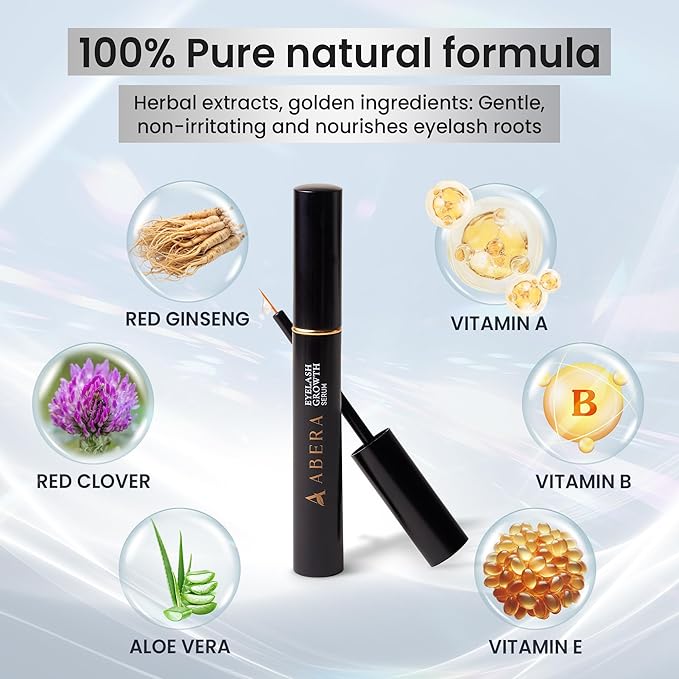 Abera Misan Eyelash Growth Serum (Upgrade Version) - Natural Lash Booster and Lash Enhancer, Regenerating and Nourishing Lashes Longer and Thicker (B. Set of 2)
