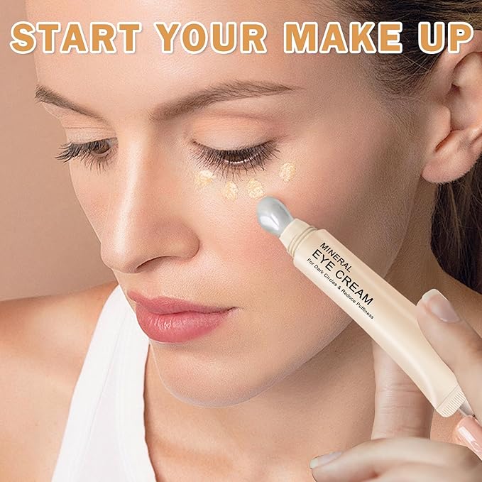 CAHIUYOA Mineral Sun Screen Eye Cream Under Eye Cream for Dark Circles and Fine Lines Travel Size Mineral Eye Cream - 02 Medium