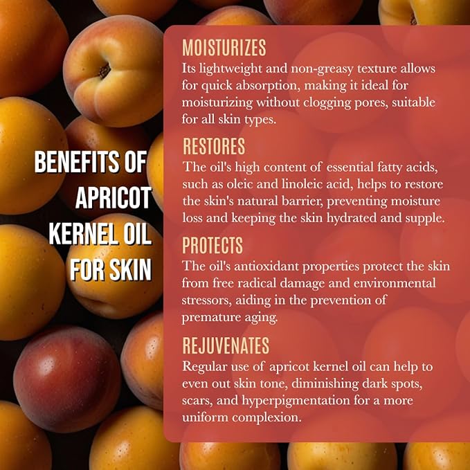 ORGANIC APRICOT KERNEL OIL MOISTURIZER - in Large 4 oz Dark Glass Bottle with Dropper | 100% Pure and Unrefined | Skin Massage Oil for Body Hands & Feet