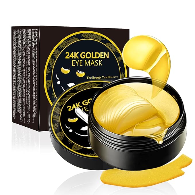 Under Eye Patches, 24K Gold Eye Mask, 60PCS Under Eye Mask, Collagen Gel Pads Patch Treatments for Lighten Wrinkles Puffy Eyes Dark Circles Anti-Aging Moisturizing, Fine Lines Eye Bags Women Men
