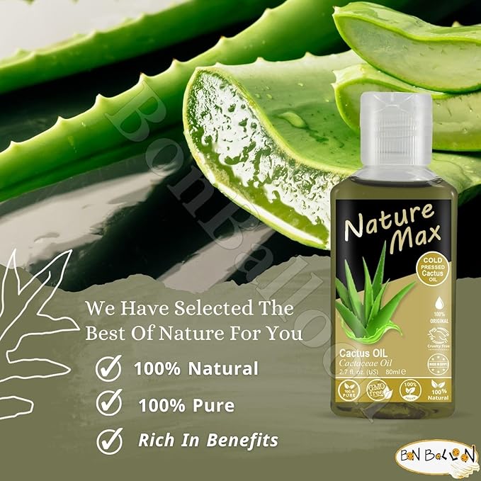 Nature Max Cactus Oil Essential Premium Oils Natural Undiluted Pure for Hair and Skin Care Cold Pressed No Additives No Preservatives Non GMO Kosher Halal (1 Pack = 2.70 oz / 80 ml) زيت الصبار