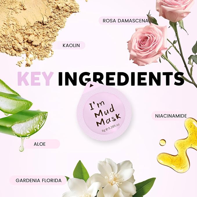 Clay Facial Mask Set 9 Pack - Turmeric Clay Mask - Rose Face Mask - Dead Sea Minerals Mud Mask, Skincare Gift Set - Brightening, Moisturize & Deep cleansing for Dry, Sensitive Skin