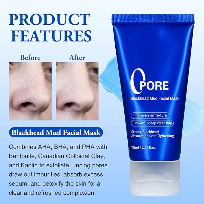 Blackhead Remover Mask, Cooling & Pore Tightening, Quick Dry Formula, Deep Cleansing and Soothing Effect Skincare for All Skin Types Blackhead Remover Face Mask