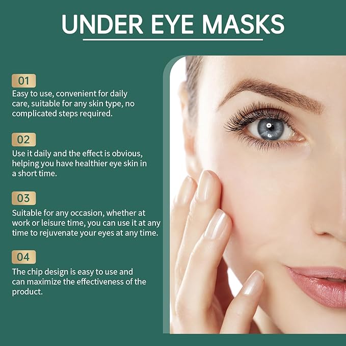 Under Eye Masks,Golden Cucumber Eye Mask 60 Tablets Set,Eye Mask for Fine Lines, Wrinkles, Dark Circles and Eye Puffiness,Suitable for Both Men and Women,5.64 OZ