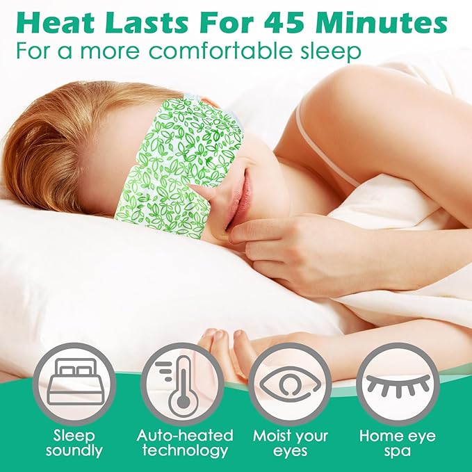 50 Packs Steam Eye Mask for Dry Eyes Spa Warm Sleep Mask Self Heating Disposable Eye Masks for Home Office Travel Eyestrain Relieve(Unscented)