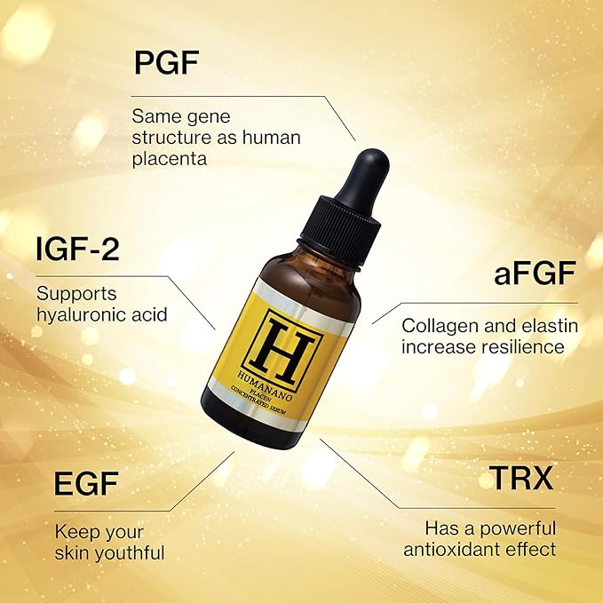 Japanese Placen Liposomal 100% Concentrated Serum, EGF, FGF, HUMANANO", Paraben Free, Alcohol Free, Mineral Oil Free, Cruelty Free (1.01 fl oz) (1.0 fl oz)