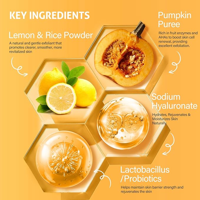 Pumpkin Enzyme Face Mask Skincare| Brightening Exfoliating Facial Mask For Dead Skin,Dullness Dark Spots, Uneven Skin Tone,Large Pores and Brightens Skin,Gift for Him & Her,100g/ 3.52 oz