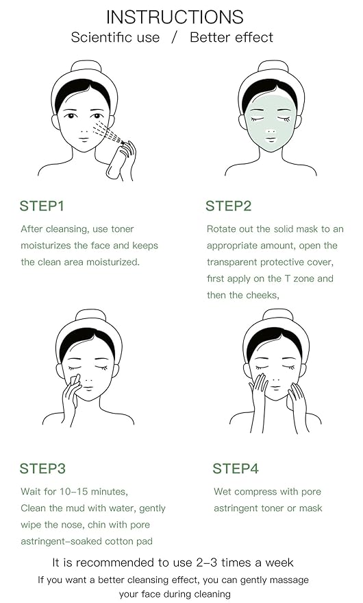 Wuxpp Green Tea Deep Cleanse Mask Stick Blackhead Remover with Green Tea Extract, Juxek Green Tea Purifying Clay Stick Mask Oil Control Cleansing Mask, Green Tea Face Mask Skincare Korean (2 Pcs)