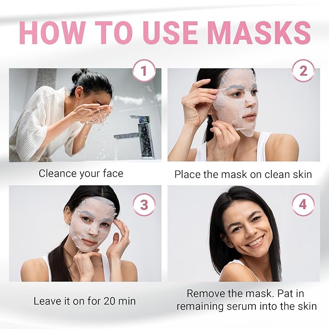 12 Pack of Collagen Face Mask with Ceramides - Rejuvenating Facial Sheet Mask, Reduce Wrinkles & Fine Lines - Face Masks Skincare Moisturizing Collagen Mask for All Skin Types