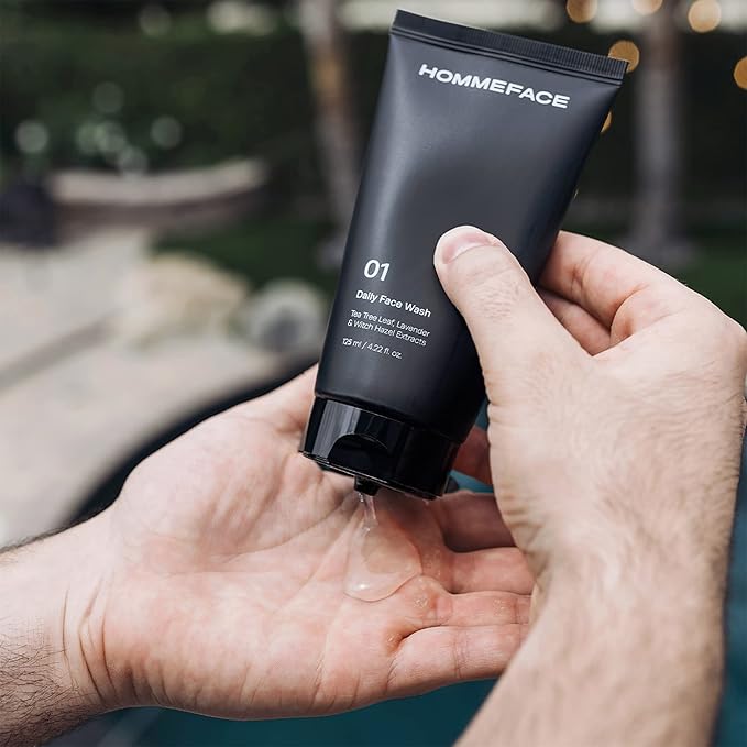 HommeFace Men's Advanced Anti-Aging 4-Step Skincare Routine Bundle with Daily Face Wash, Serum, Revitalizing Eye Cream, and Facial Cream