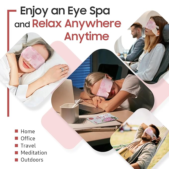 Steam Eye Mask, 10 Packs Heated Eye Mask, Self Heating Disposable SPA Warm Compress for Eyes Sleep Mask, Soothing Moist Heat Eye Masks, Travel Essentials & Relaxation Gifts (Rose Scent)