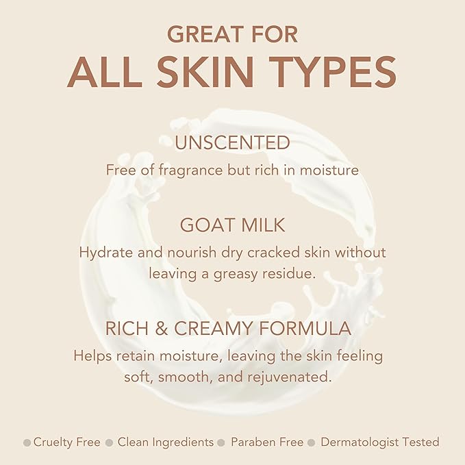Dionis Goat Milk Skincare Unscented 8.5oz Hydrating Body Lotion & 3.3oz Hand & Body Nourishing Travel Size Cream Fragrance Free Bundle, Natural Ingredients, Made in the USA, Cruelty Free, Paraben Free