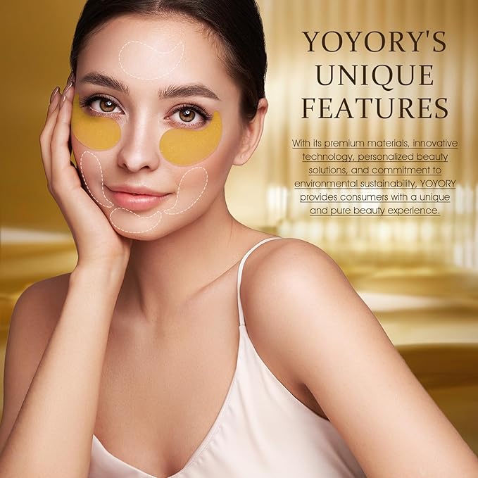 Gold Infused Eye Patches - 24K Gold Eye Masks for Dark Circles, Puffy Eyes, and Wrinkles, Anti-Aging Treatment with Collagen & Hyaluronic Acid, Deep Hydration & Firming (60 Pcs)