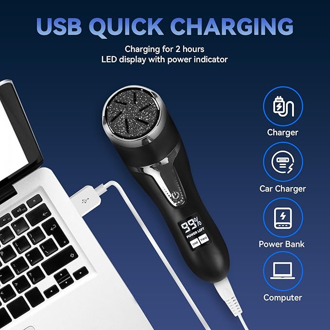 Electric Callus Remover for Feet with Vacuum, Premium Portable Pedicure Tools Rechargeable Waterproof 2 Speed Foot File Scrubber Callus Remover Tool Foot Care kit(Black)