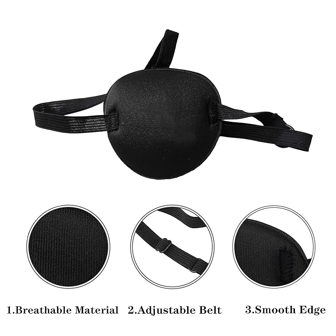 MYUBWTF Black Single Eye Mask, Pirate Skull Crossbone eye patch,Adjustable 3D Eye Patch for Adult and Kid (Leopard grain design)