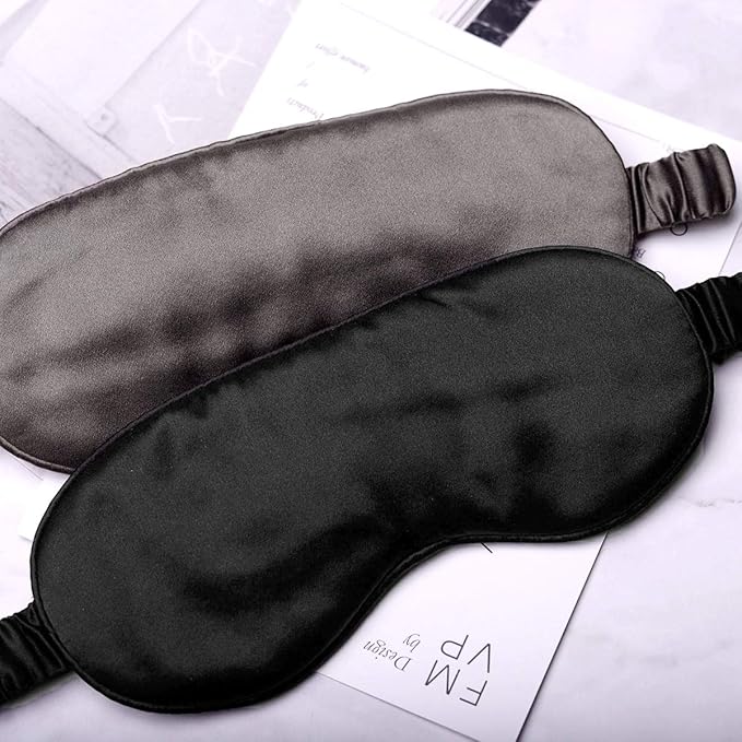 Silk Sleep Mask Light Blocking Luxury 100% Mulberry 19mm Silk Eye Mask Eye Cover Blindfold Ultra Soft Light & Comfy Anti Aging Skin Care with Travel Bag Gift Package