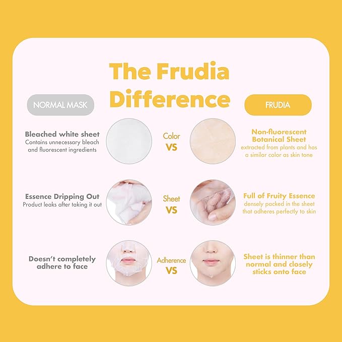 FRUDIA Citrus Clarifying Mask (10 Pack), Vitamin C Korean Face Mask with 46% Mandarin Peel Extract, Vegan Vitamin C & Mela-Zero for Brightening & Dark Spot Treatment